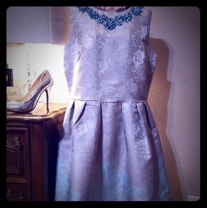 Baroque silver and teal dress